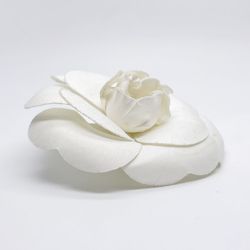 CHANEL Fabric Brooch Camellia Corsage Vintage Women's White 20496582