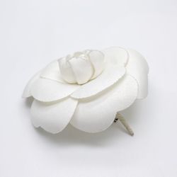 CHANEL Fabric Brooch Camellia Corsage Vintage Women's White 20496582