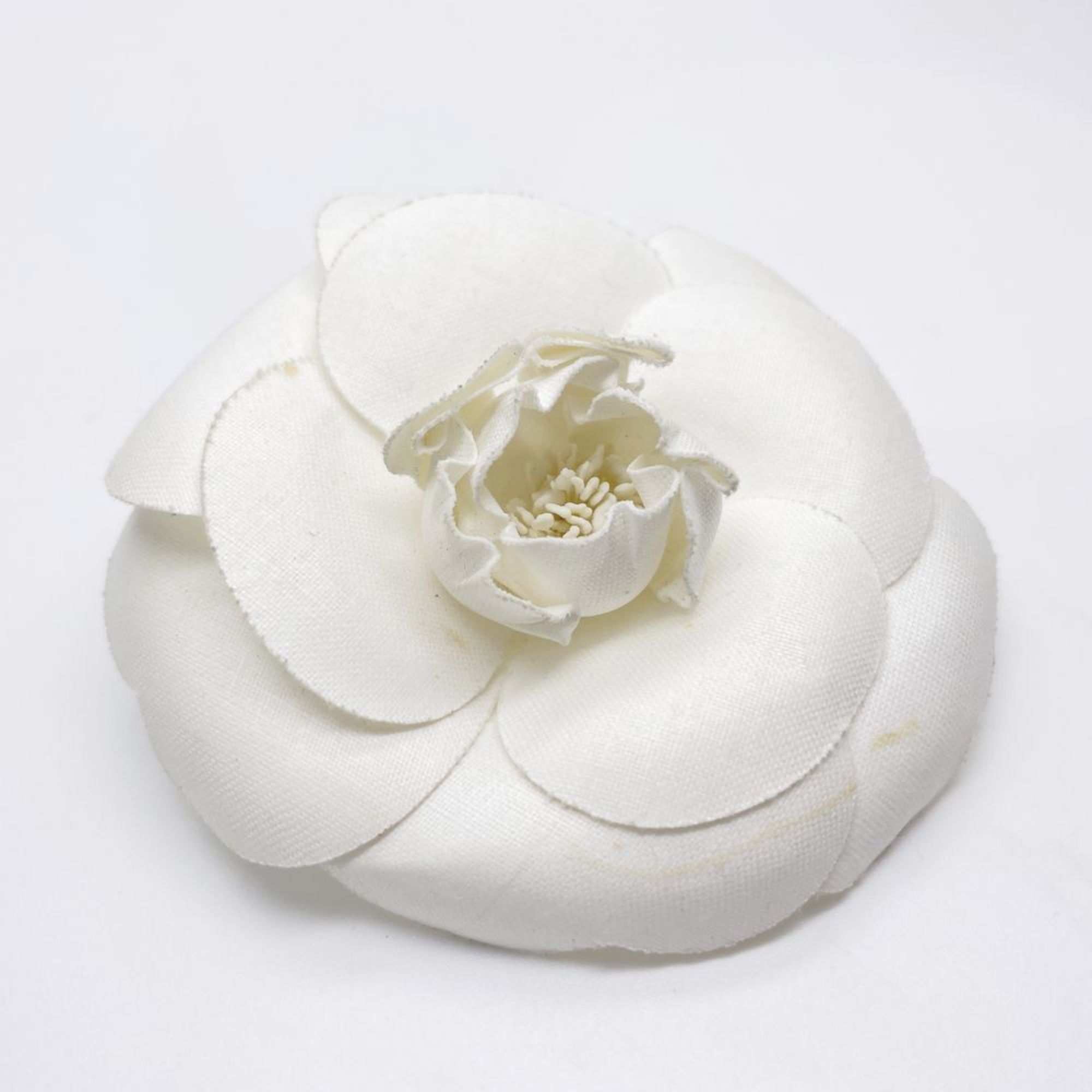 CHANEL Fabric Brooch Camellia Corsage Vintage Women's White 20496582