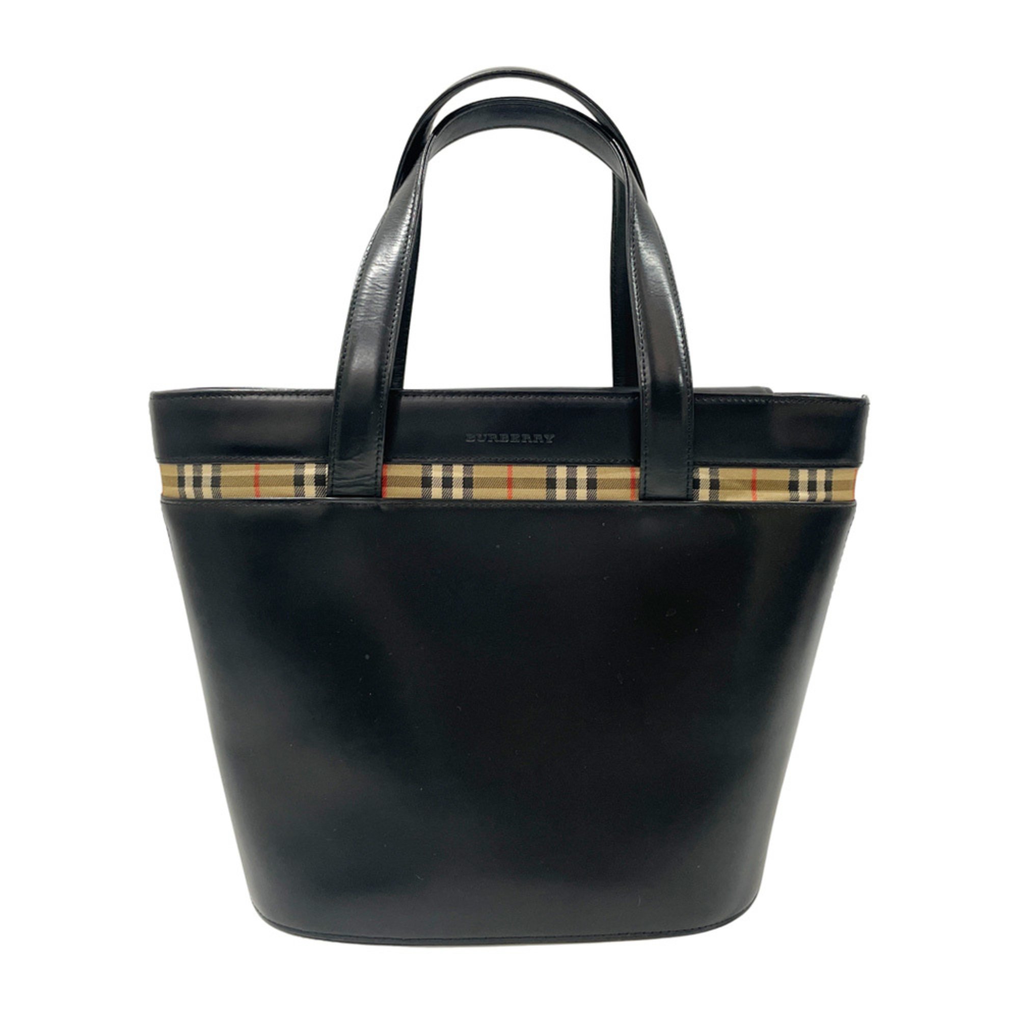 BURBERRY Burberry handbag logo interior check bucket type ladies black 20489650