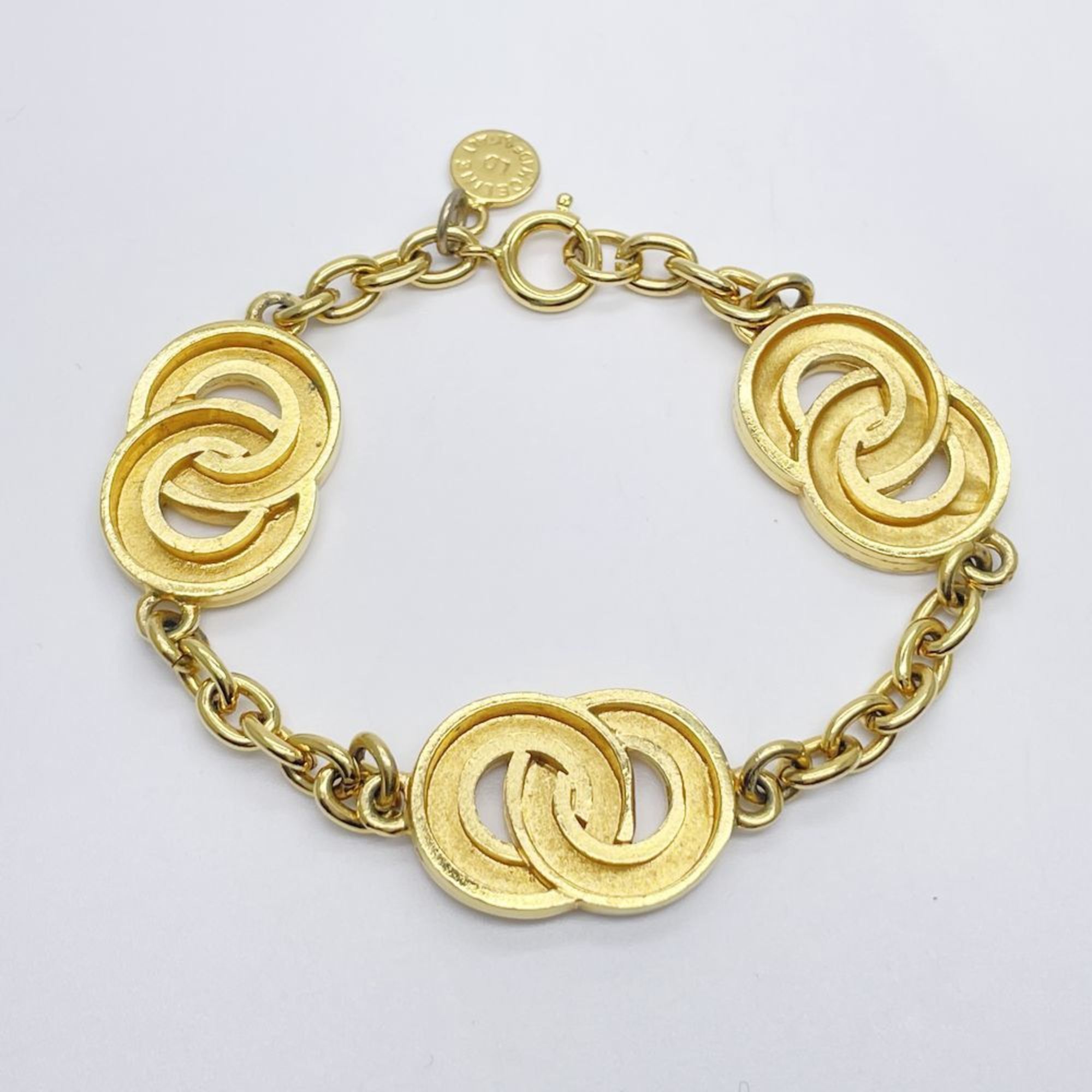 CELINE GP Bracelet Circle Logo Chain Vintage Women's Gold 20495732