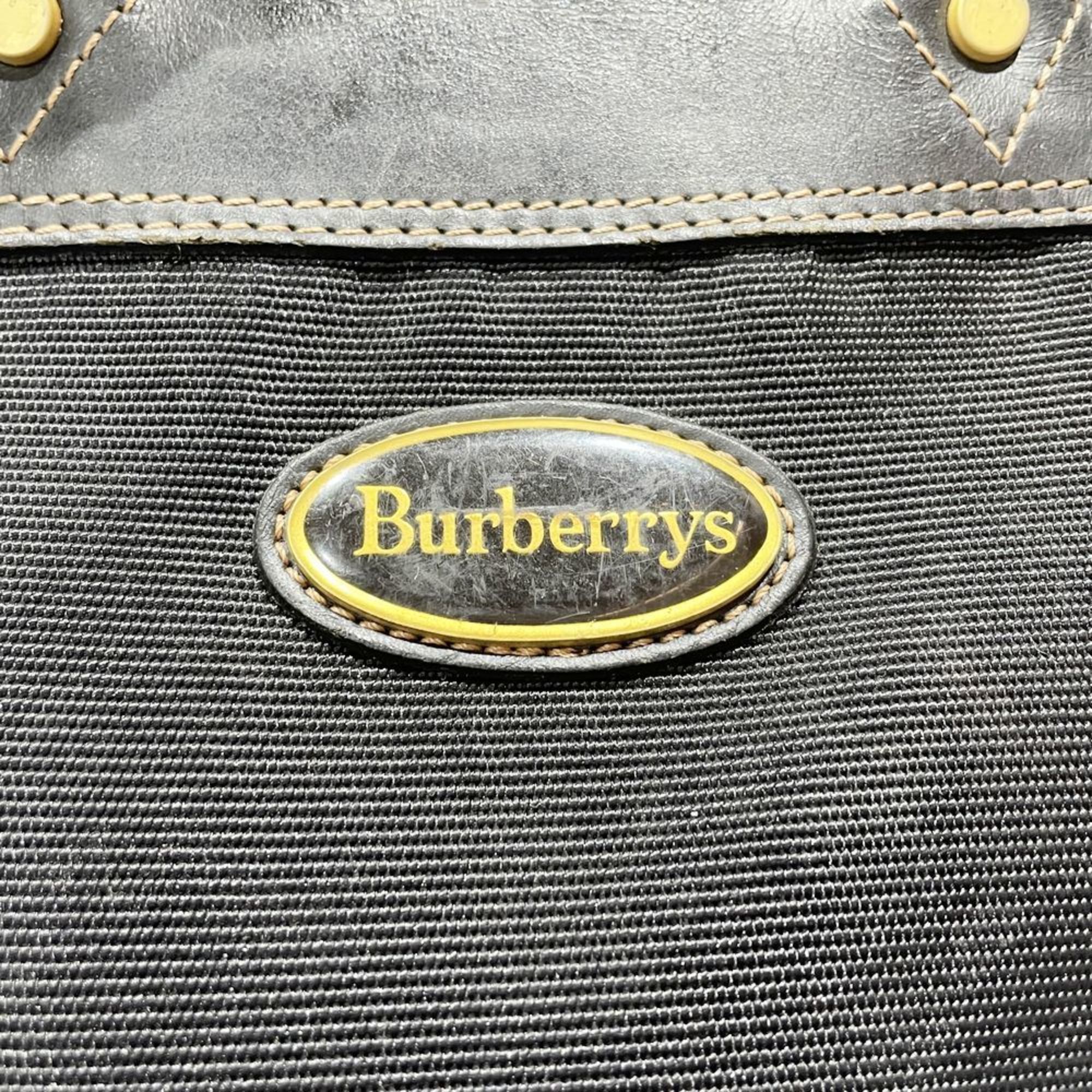 Burberrys Handbag Logo Plate Check Shoe Case Women's Black 20498615