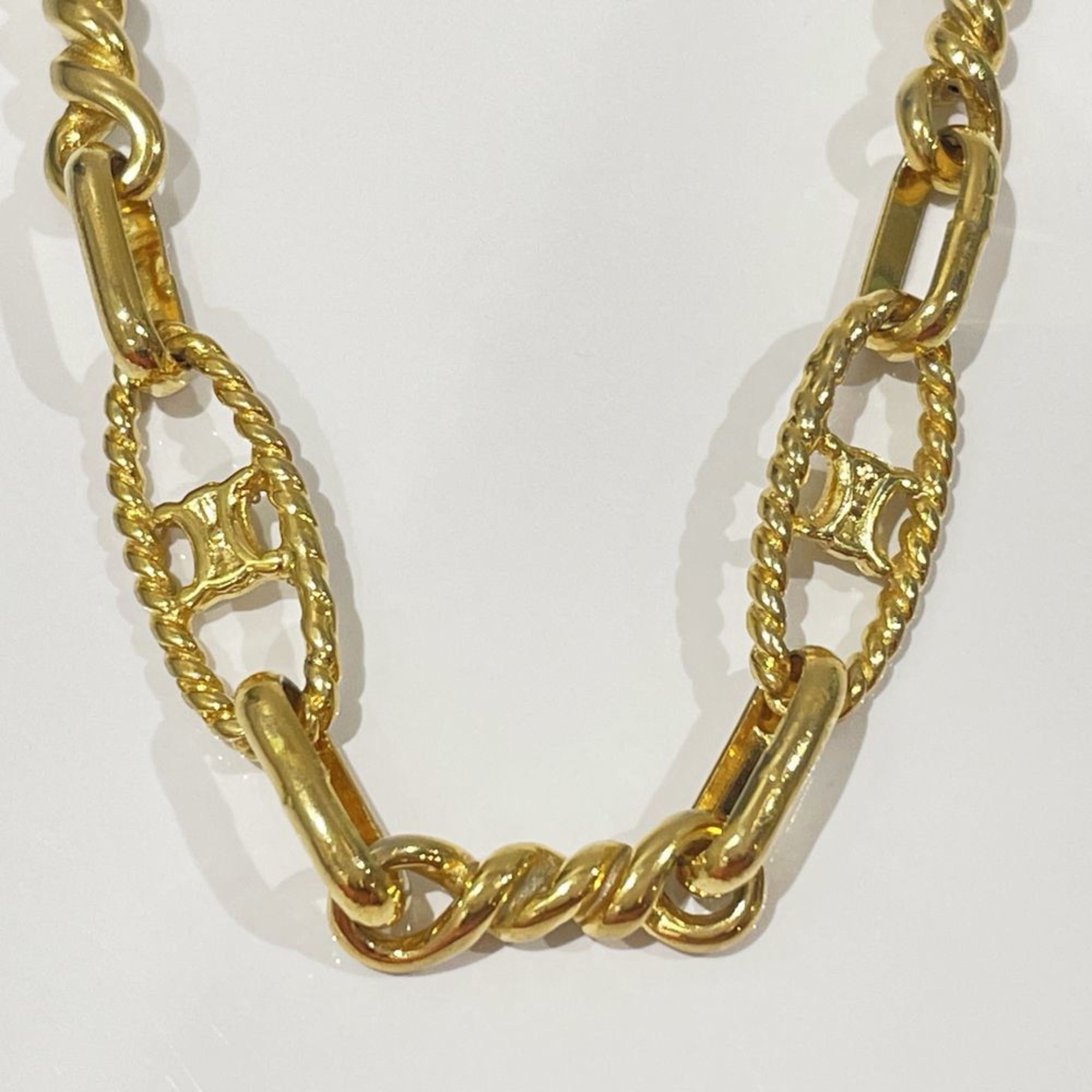 CELINE GP Necklace Macadam Chain Link Vintage Women's Gold 20482749