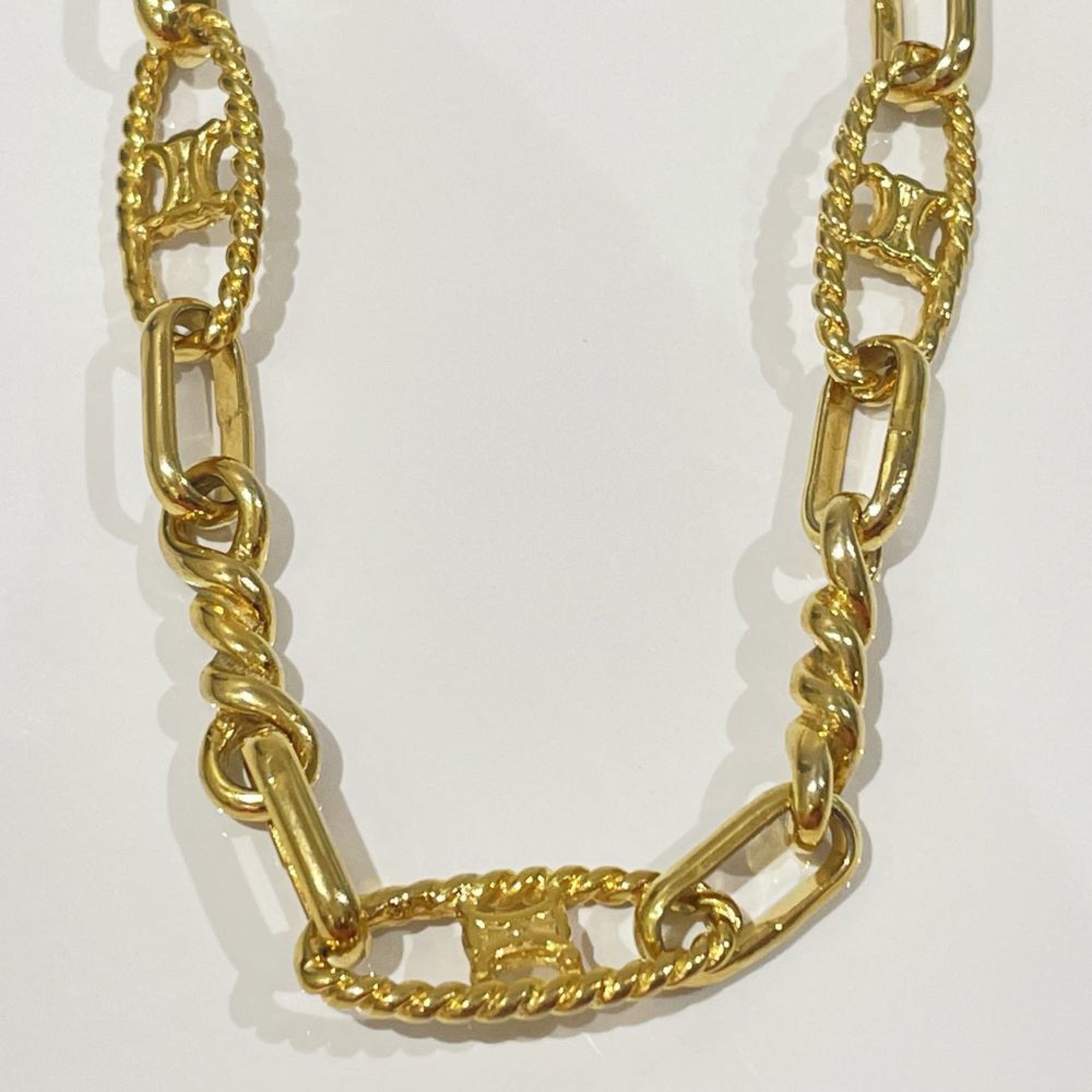 CELINE GP Necklace Macadam Chain Link Vintage Women's Gold 20482749