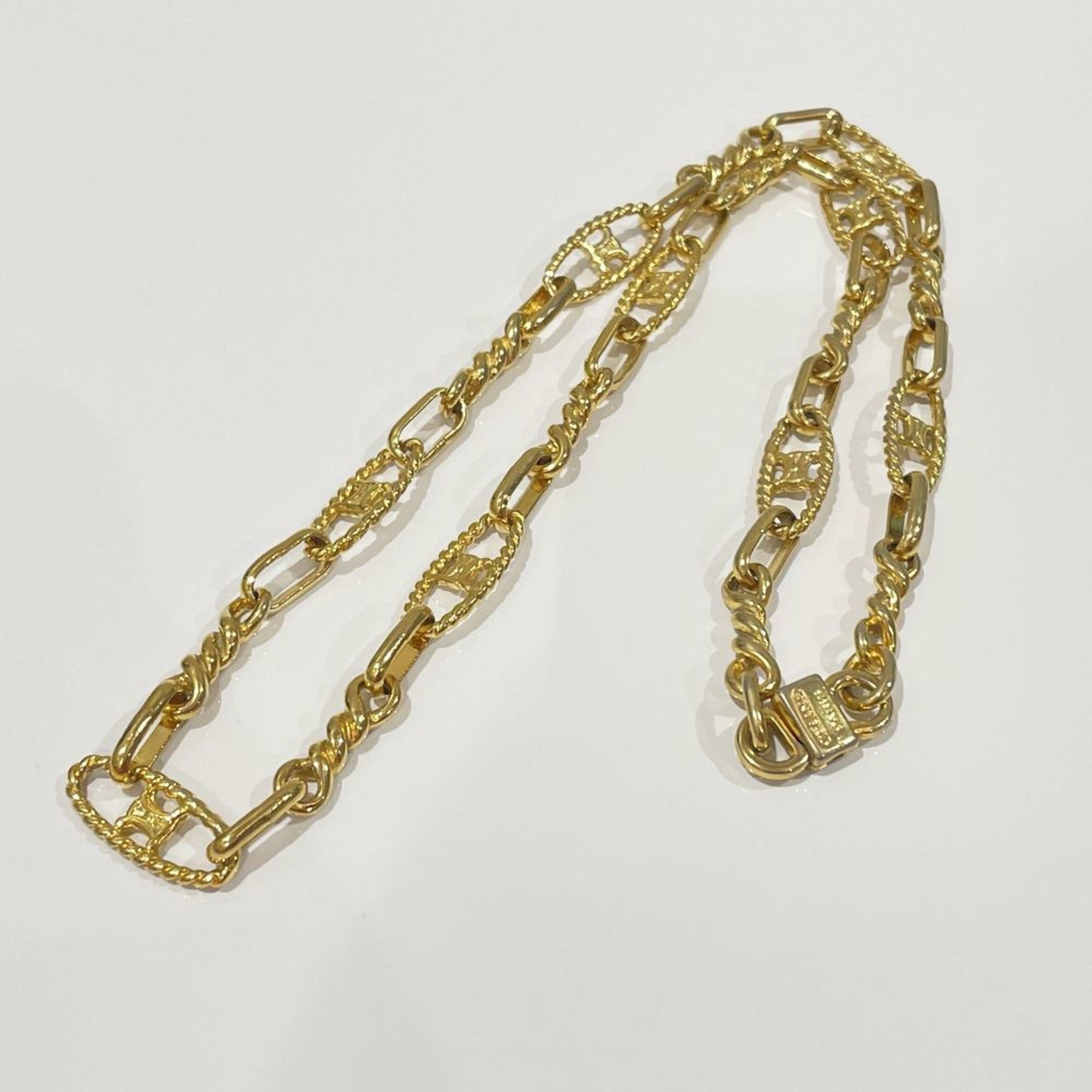 CELINE GP Necklace Macadam Chain Link Vintage Women's Gold 20482749