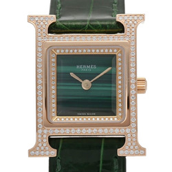 Hermes H Watch Diamond Bezel HH4.272 730/ZZ65 Malachite Women's Quartz