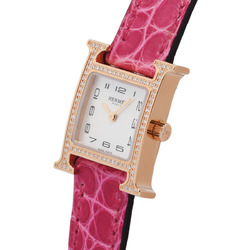 Hermes H Watch Diamond Bezel HH1.173 Shell Ladies Quartz