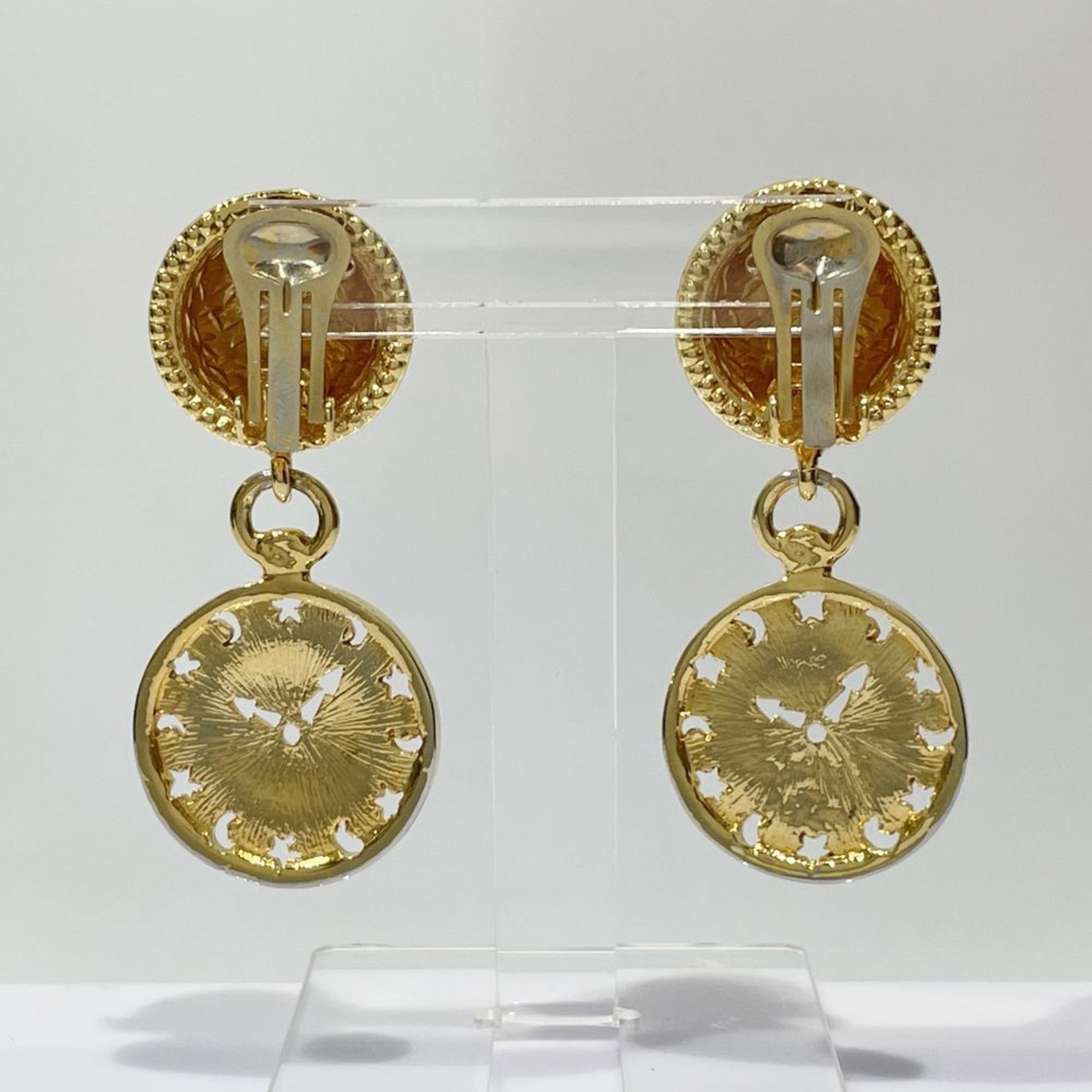 CELINE GP Earrings Star Ball Clock Watch Drop Vintage Women's Gold 20484917