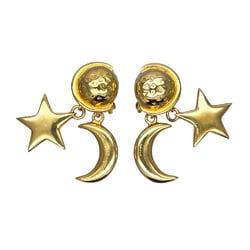 CELINE GP Earrings Round Moon & Star Swing Drop Vintage Women's Gold 20495733