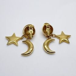 CELINE GP Earrings Round Moon & Star Swing Drop Vintage Women's Gold 20495733