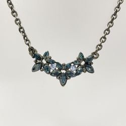 GIVENCHY Metal necklace with flower motif, colored stones, black coating, vintage, women's, 20485908