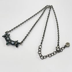 GIVENCHY Metal necklace with flower motif, colored stones, black coating, vintage, women's, 20485908