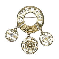 Givenchy GP Brooch Circle Logo Rhinestone Drop Women's Gold 20497475