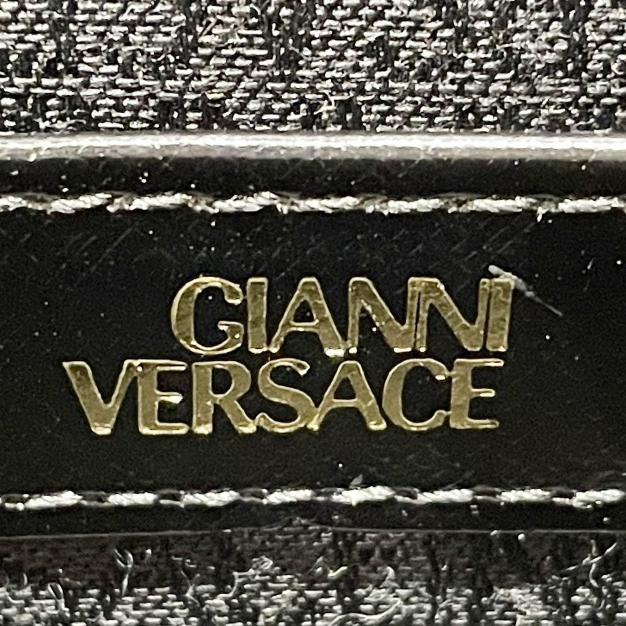 Gianni Versace Vintage Sunburst Vanity Handbag with Charm for Women, Black 20490162