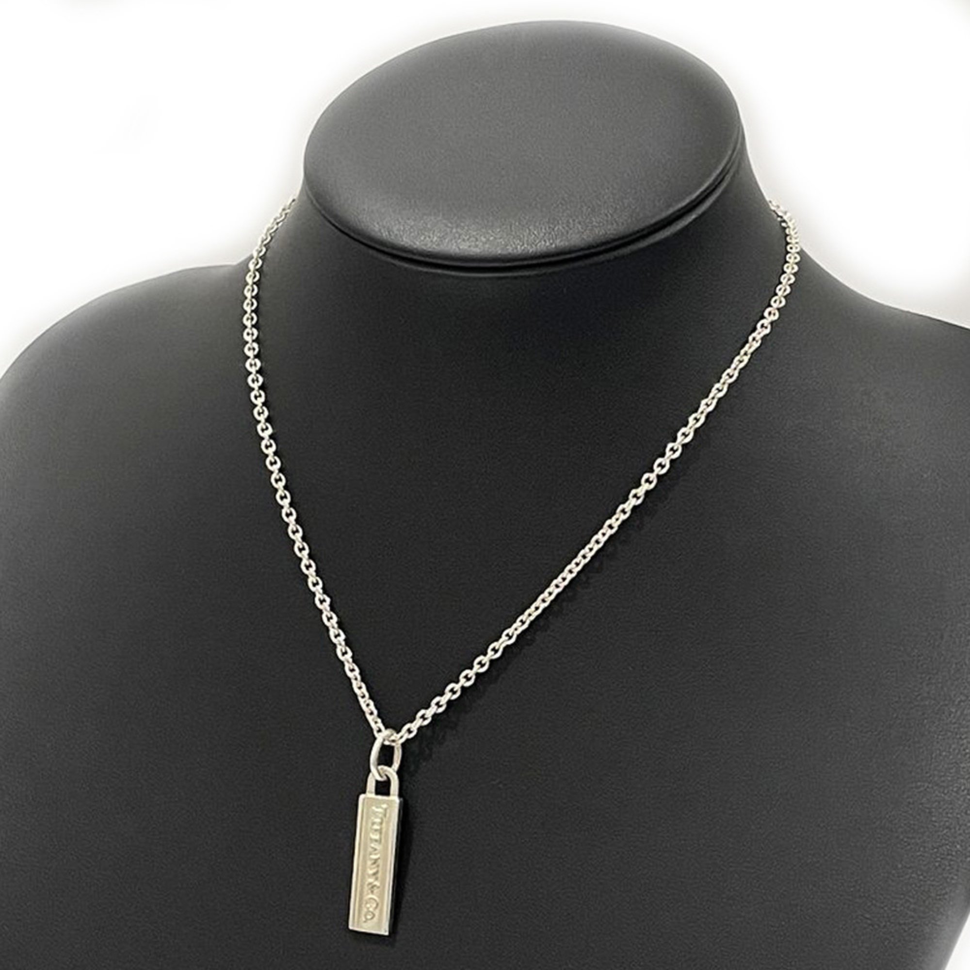 TIFFANY&Co. Tiffany Silver 925 Necklace Logo Bar Plate Women's 20482789