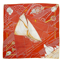 HERMES Hermes Scarf Carre 90 Tuiga Sailboat Yacht Compass Mast Men's Women's Orange 20496573