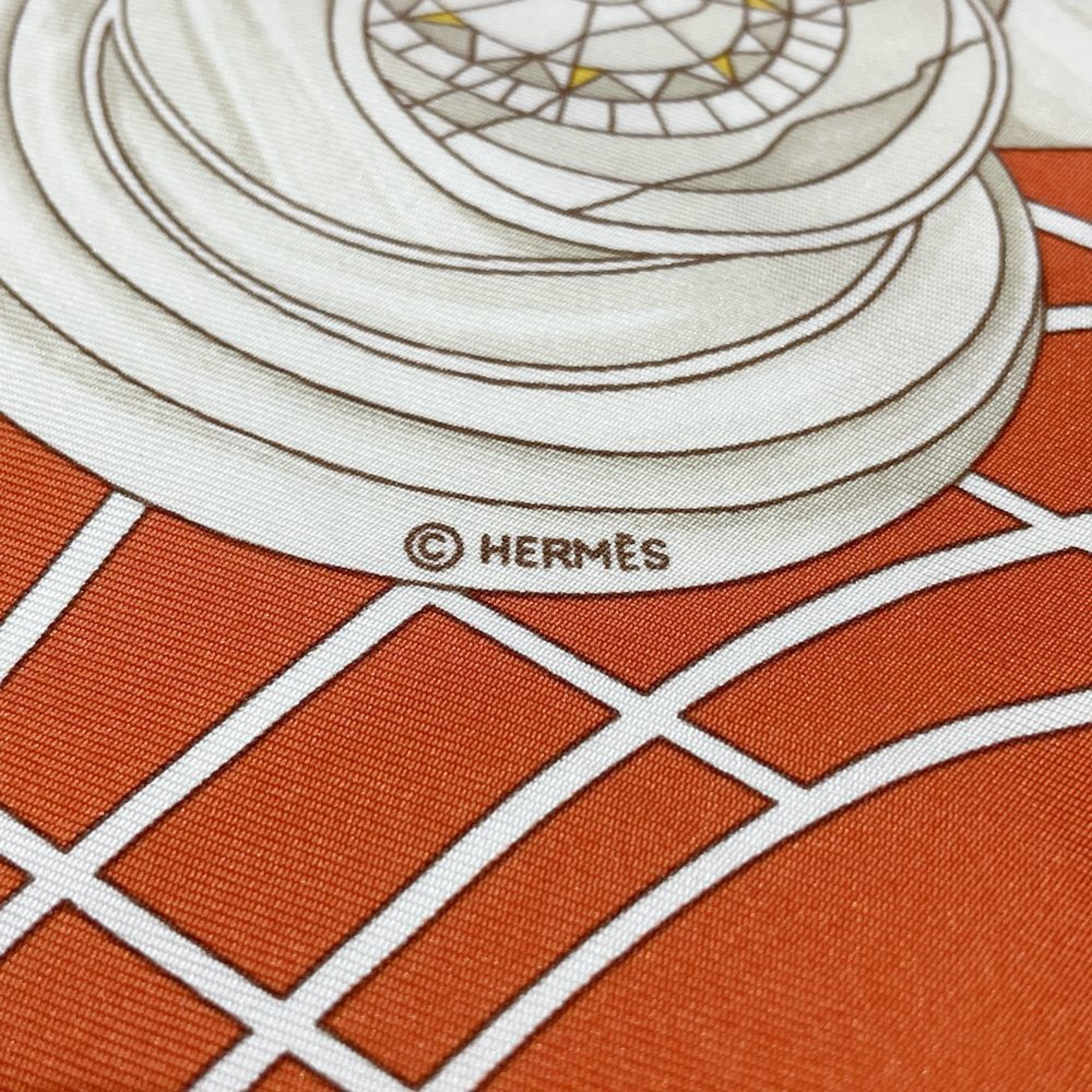 HERMES Hermes Scarf Carre 90 Tuiga Sailboat Yacht Compass Mast Men's Women's Orange 20496573