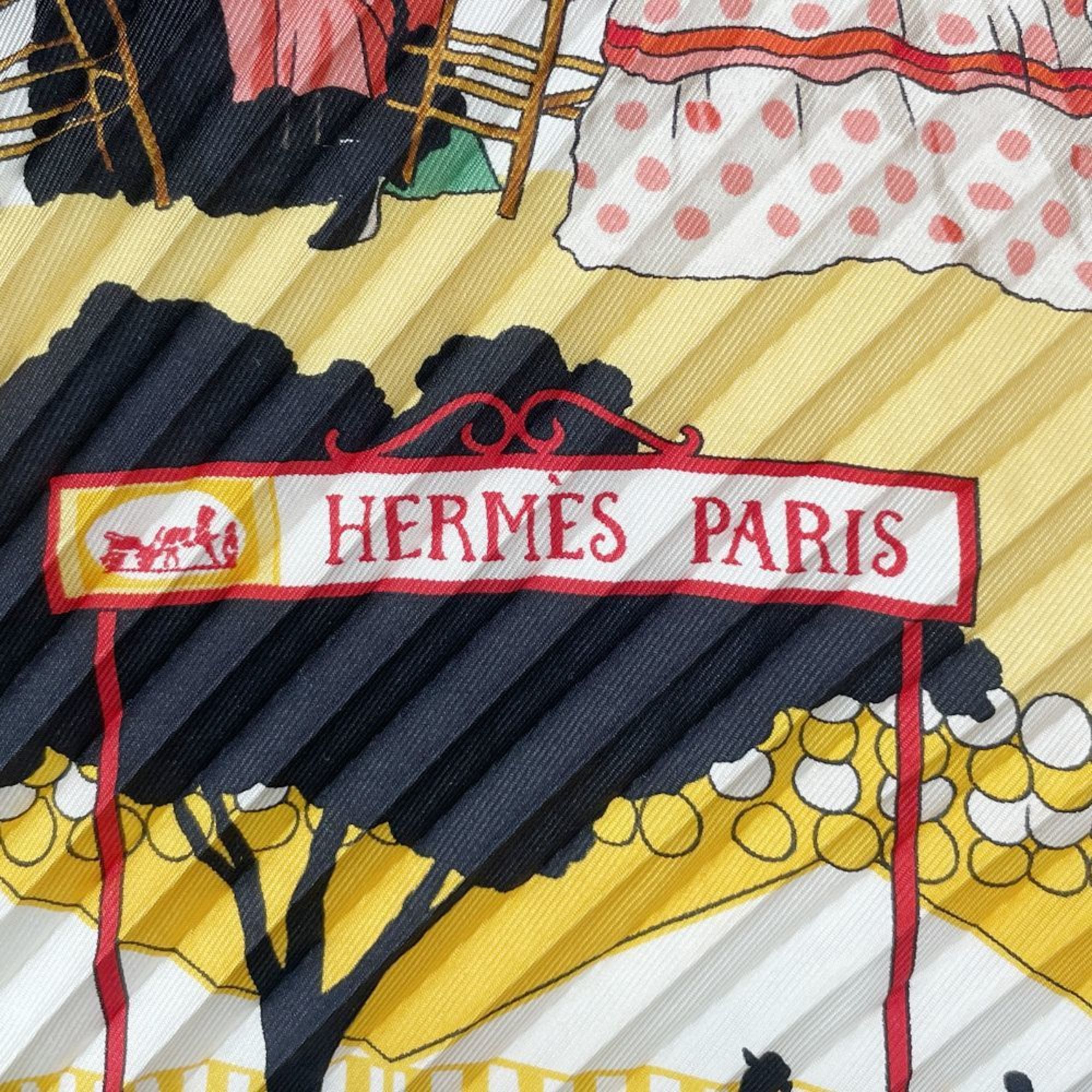 HERMES Hermes Scarf Pleated Carré 90 ferea de levlla Holidays in Seville Spain Festival Men Women Black Yellow White 20495725