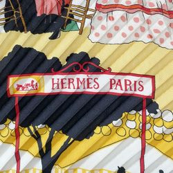 HERMES Hermes Scarf Pleated Carré 90 ferea de levlla Holidays in Seville Spain Festival Men Women Black Yellow White 20495725