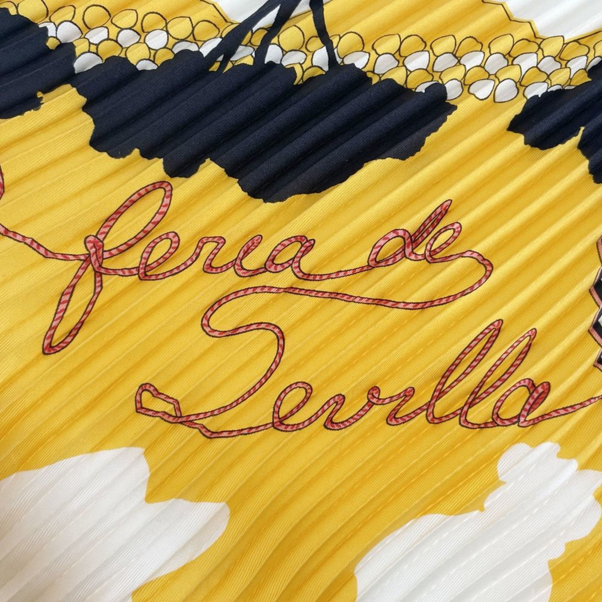 HERMES Hermes Scarf Pleated Carré 90 ferea de levlla Holidays in Seville Spain Festival Men Women Black Yellow White 20495725