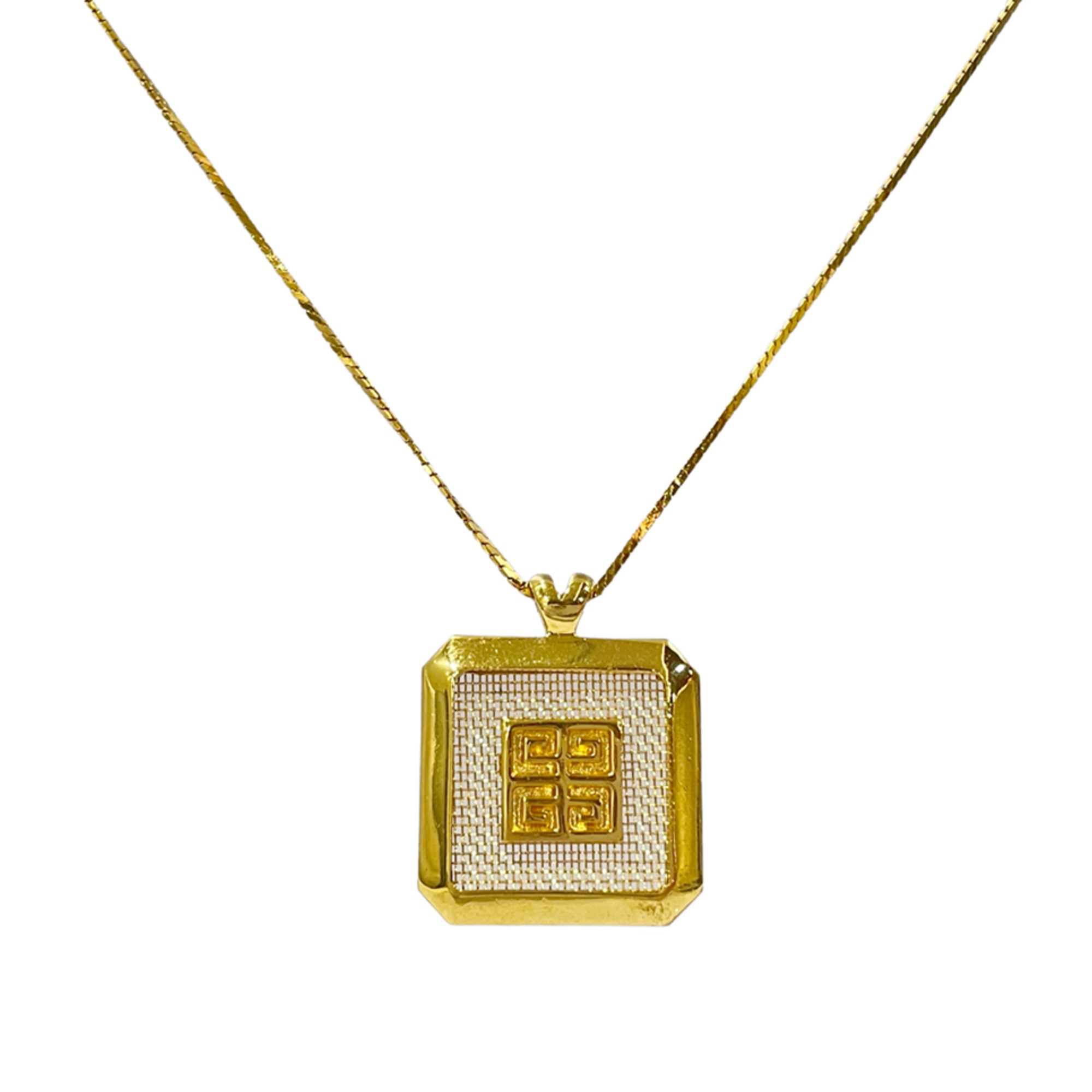 GIVENCHY GP Necklace 4G Logo Mesh Square Vintage Women's Gold 20482750