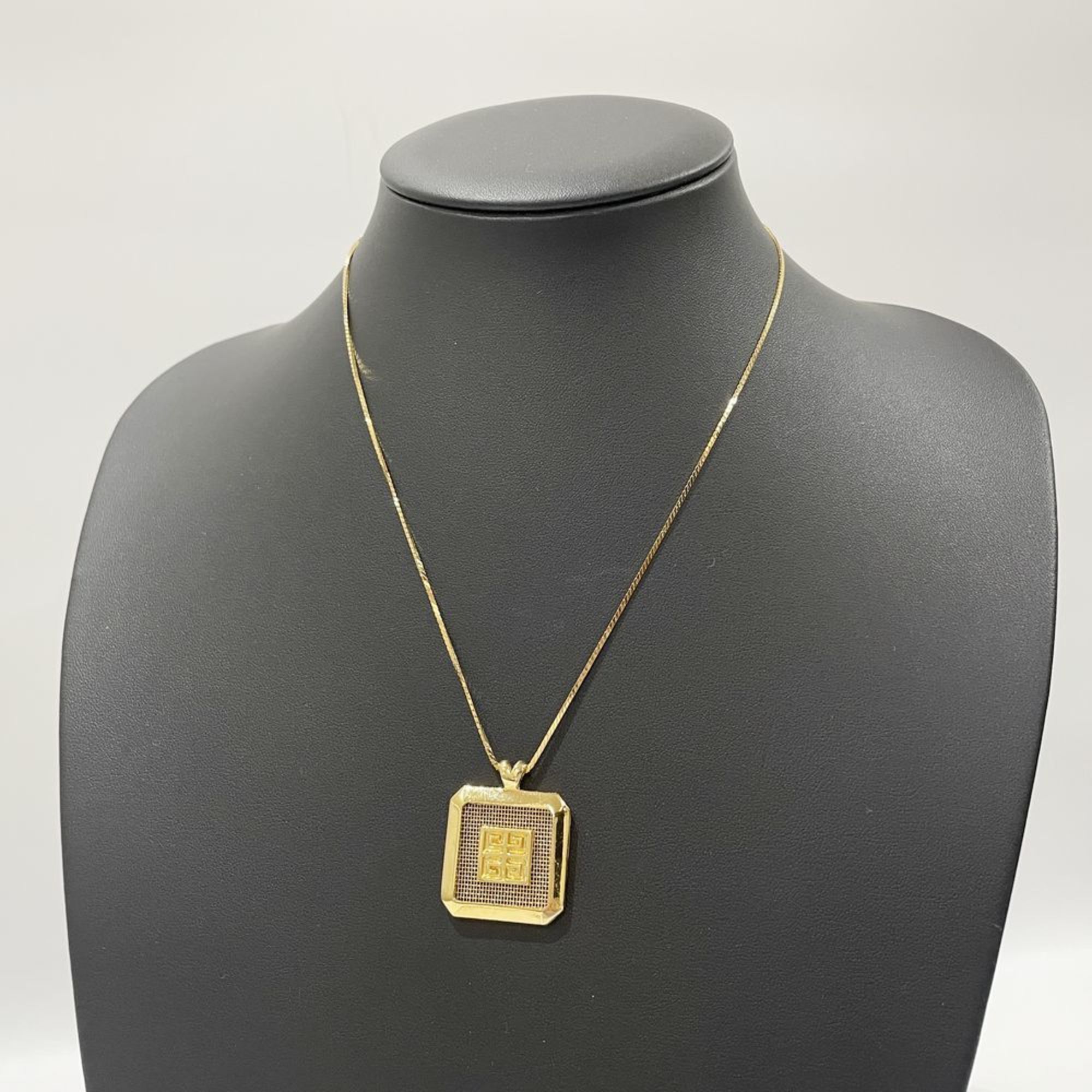 GIVENCHY GP Necklace 4G Logo Mesh Square Vintage Women's Gold 20482750