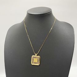 GIVENCHY GP Necklace 4G Logo Mesh Square Vintage Women's Gold 20482750