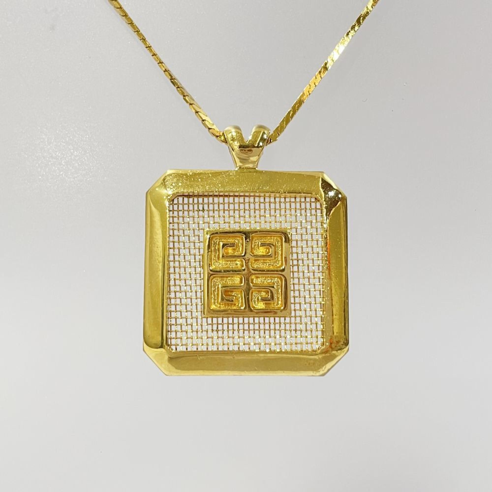 GIVENCHY GP Necklace 4G Logo Mesh Square Vintage Women's Gold 20482750