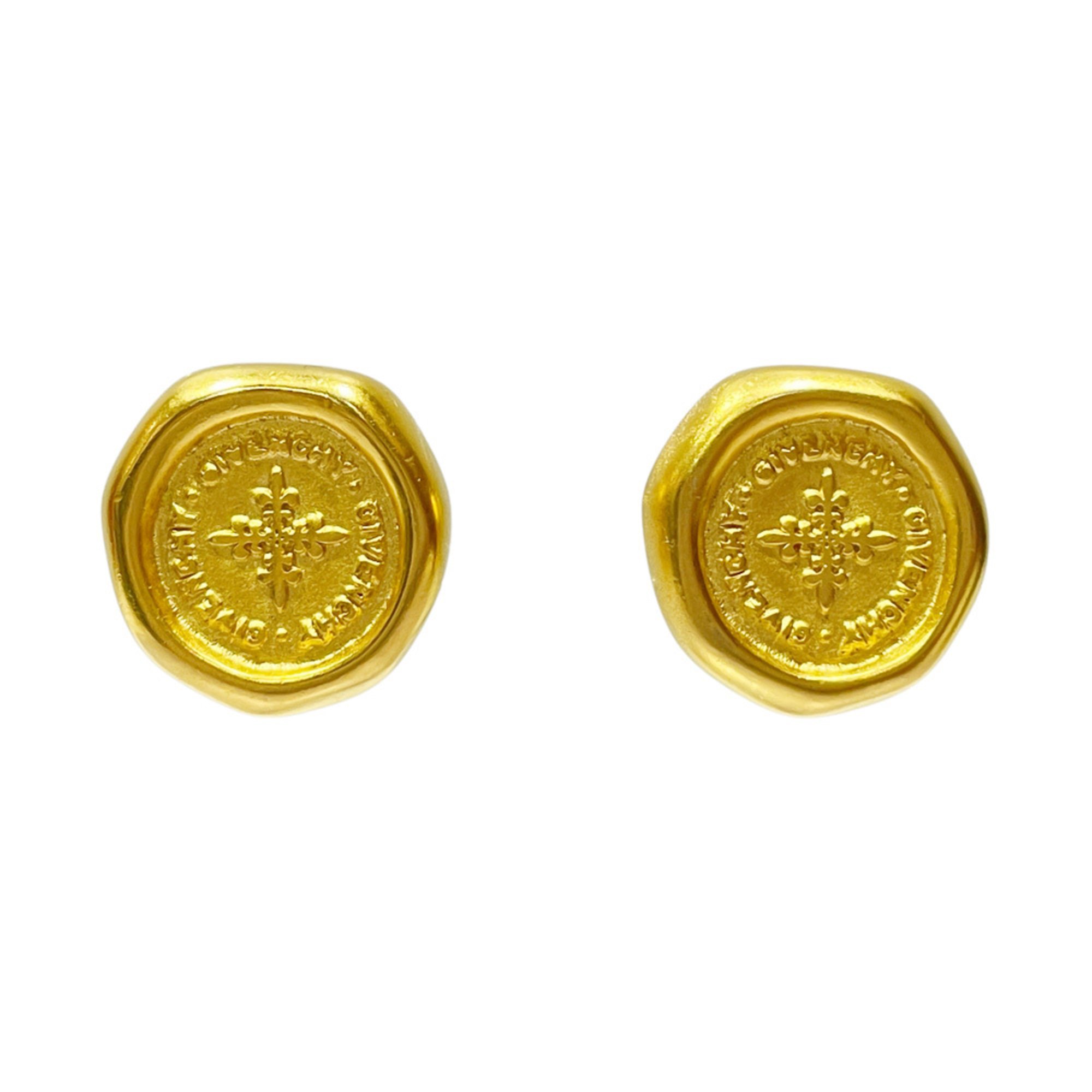 Givenchy GP Earrings, Pull, Sealing Stamp, Matte Texture, Vintage, Women's, Gold, 20496710