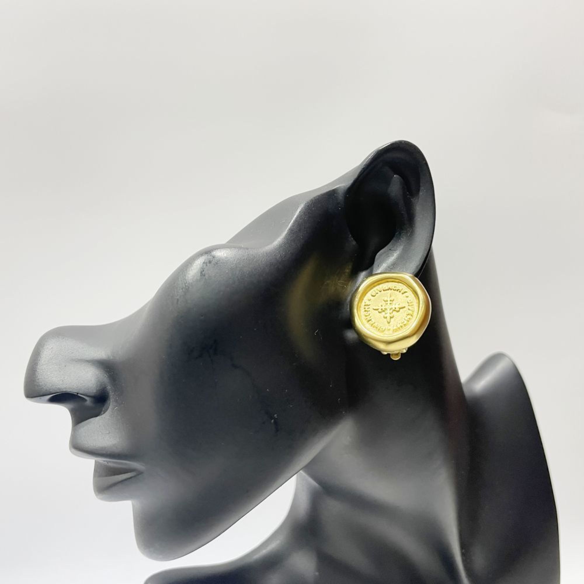 Givenchy GP Earrings, Pull, Sealing Stamp, Matte Texture, Vintage, Women's, Gold, 20496710