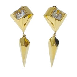 Givenchy GP Earrings Vintage Clear Stone Edge Women's Gold 20484033