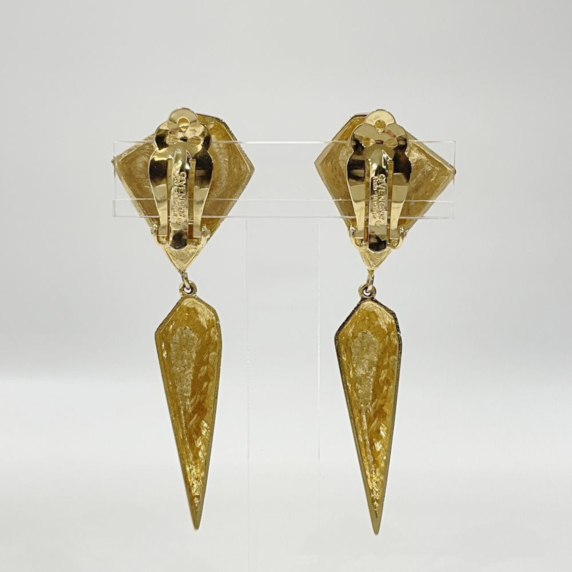 Givenchy GP Earrings Vintage Clear Stone Edge Women's Gold 20484033