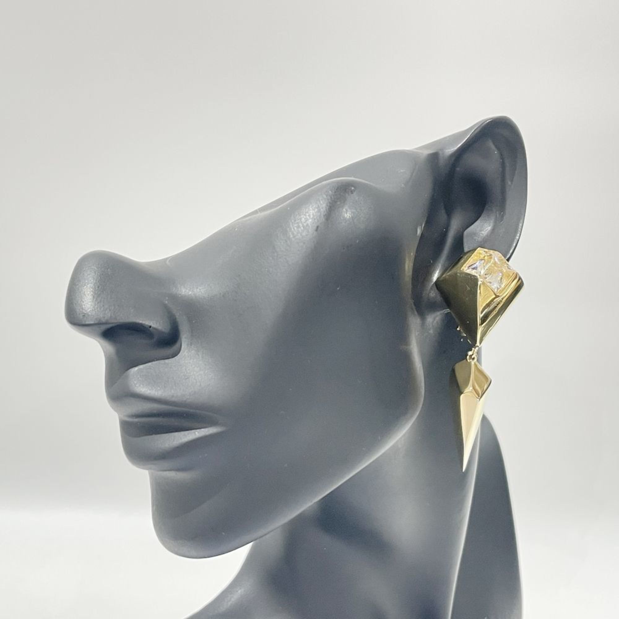 Givenchy GP Earrings Vintage Clear Stone Edge Women's Gold 20484033