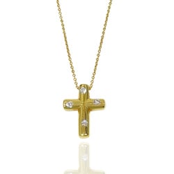 TIFFANY&Co. Tiffany K18YG Necklace Cross 4P Diamond Women's Gold 20486706