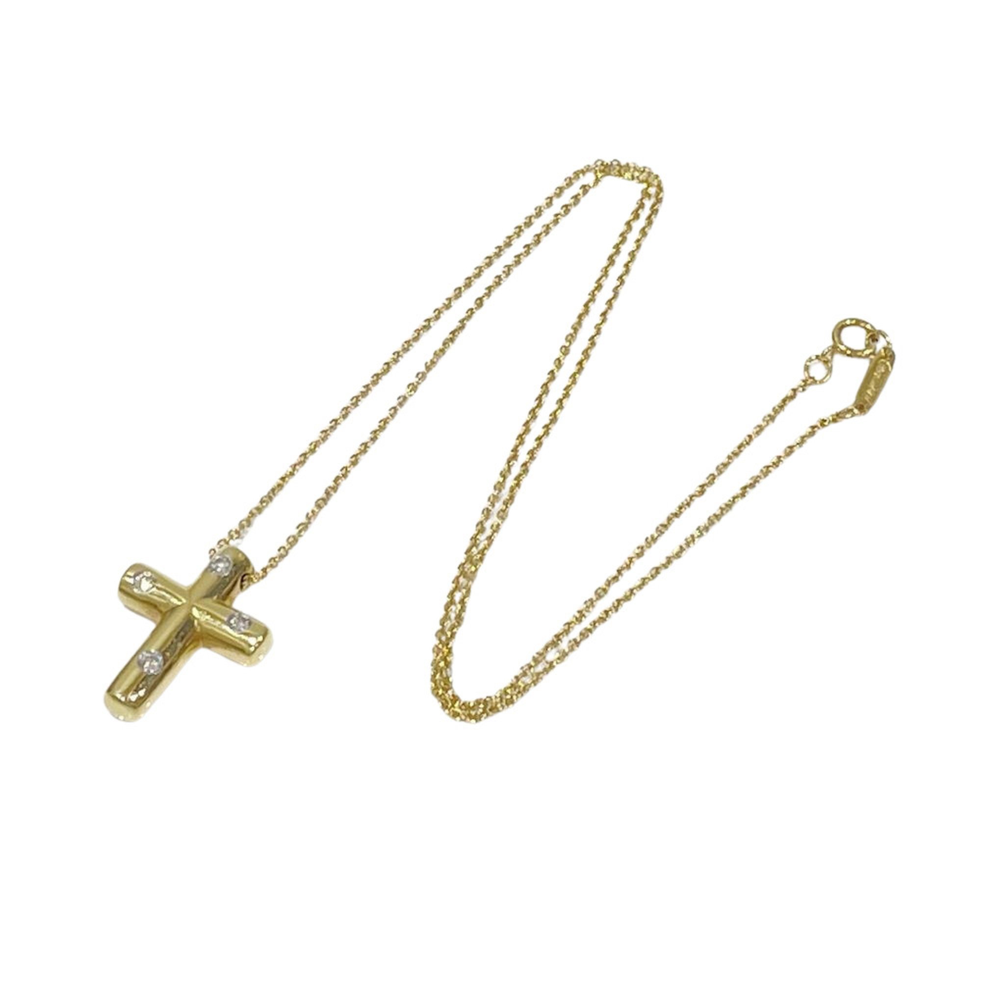 TIFFANY&Co. Tiffany K18YG Necklace Cross 4P Diamond Women's Gold 20486706