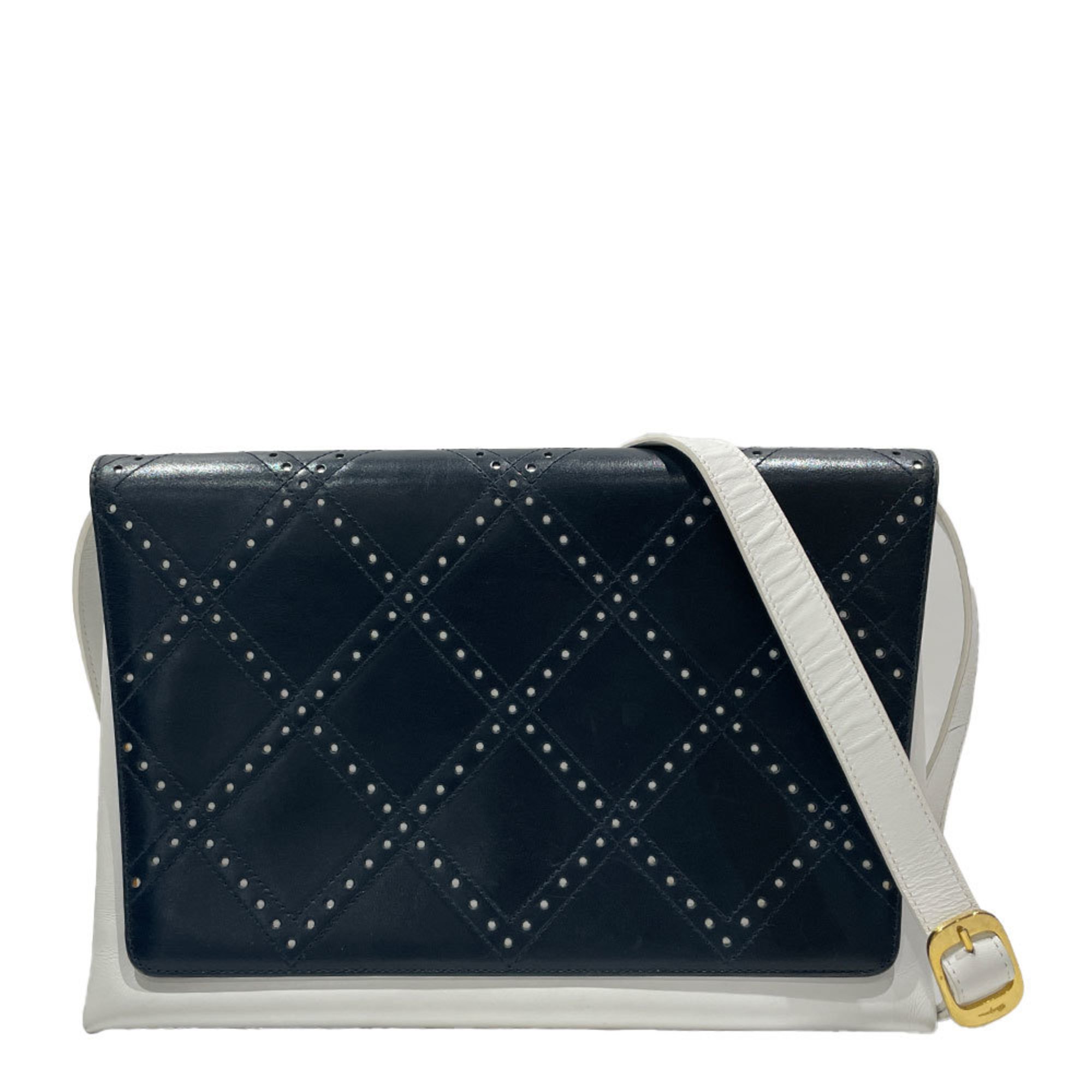 Salvatore Ferragamo shoulder bag, punched, square, crossbody, bicolor, women's, A21 0051 20476156