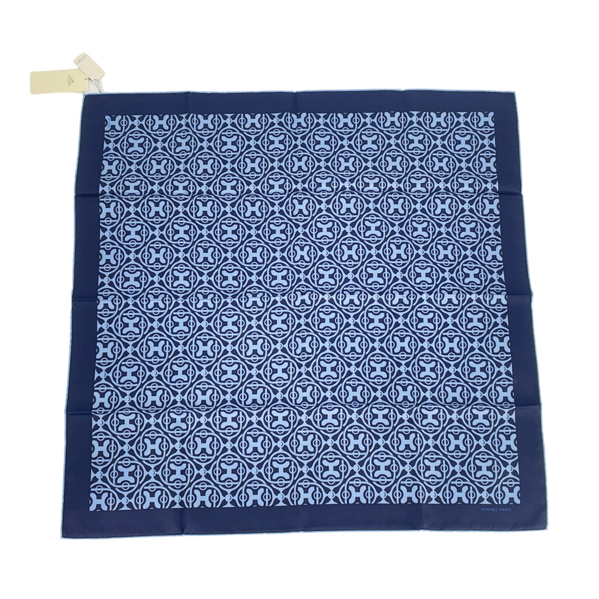 HERMES Hermes Scarf Carre H 70 All-over Pattern Logo 66cm x 67cm Men's Women's Navy Blue 20501594