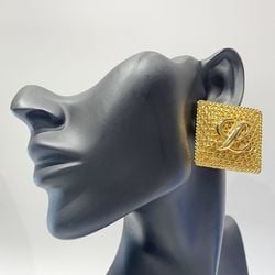 LOEWE GP Earrings Logo Square Large Vintage Women's Gold 20490278