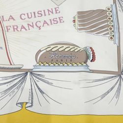 HERMES Scarf/Scarf Carré 90 A LA GLOIRE DE CUISINE FRANCAISE Celebrating French Cuisine Hors d'oeuvres Men's Women's Yellow 20500001