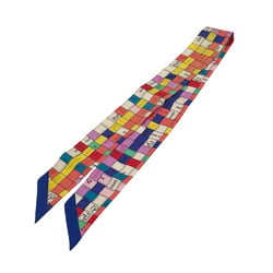 HERMES Scarf Twilly Bolduc au Carre Borduc Check Ribbon Pattern Men's Women's Multicolor 20500003