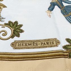 HERMES Hermes Scarf Carré 90 Joies d'Hiver Winter Pleasures Gentlemen and Ladies Skate Men's Women's Beige Blue 20490266