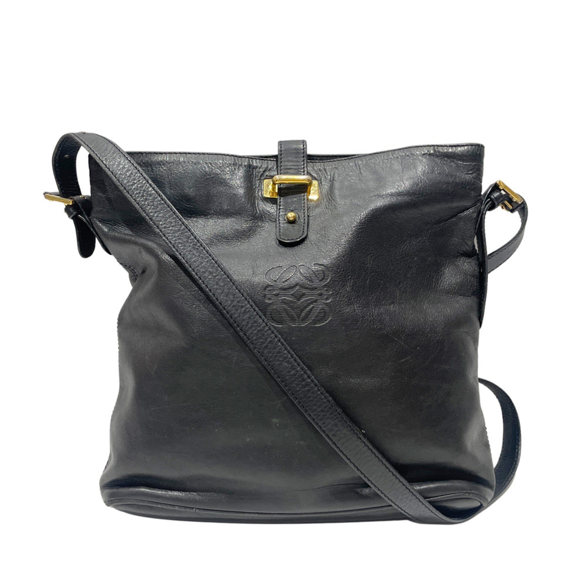 LOEWE Anagram Shoulder Bag, Crossbody, Vintage, Women's, Black, 20499988