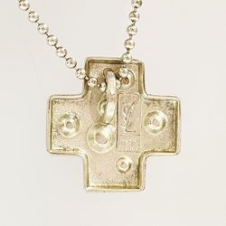 YVES SAINT LAURENT Yves Saint Laurent Metal Necklace Cross Motif Color Stone Vintage Women's 20485686