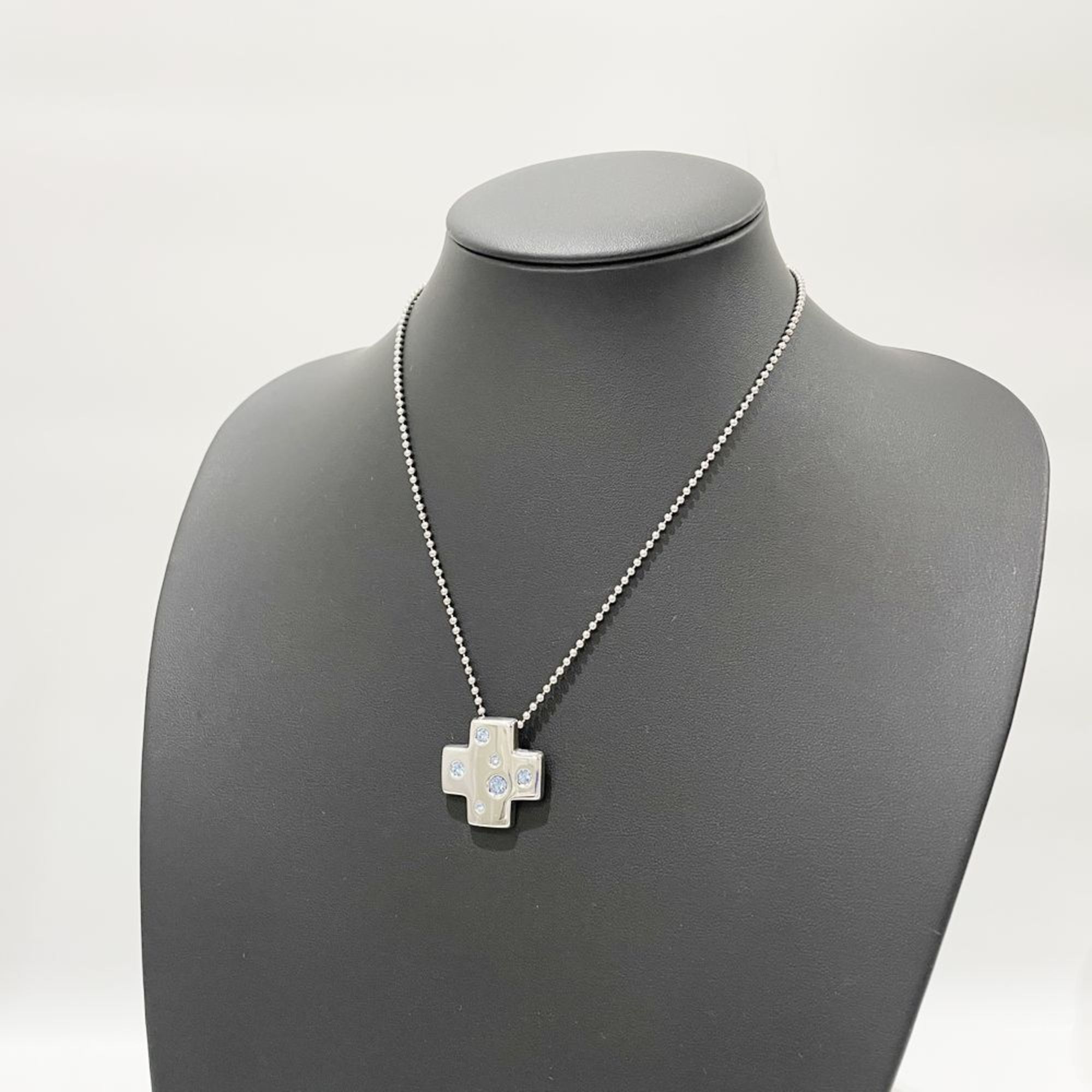 YVES SAINT LAURENT Yves Saint Laurent Metal Necklace Cross Motif Color Stone Vintage Women's 20485686