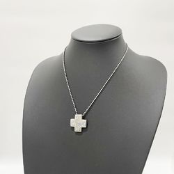 YVES SAINT LAURENT Yves Saint Laurent Metal Necklace Cross Motif Color Stone Vintage Women's 20485686