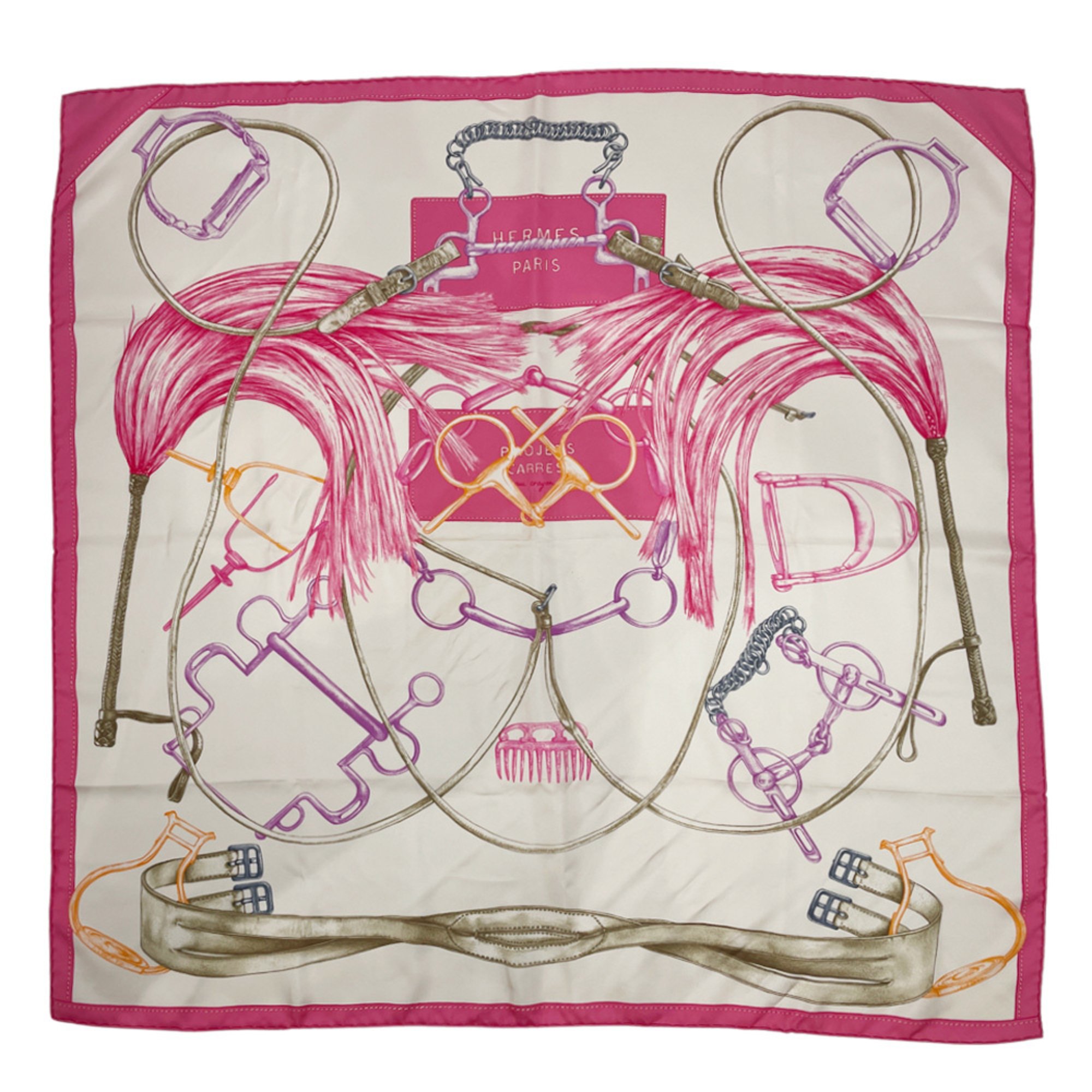 HERMES Hermes Scarf Carre 90 Projets Carres au Crayon Project O Men's Women's Pink 20496580