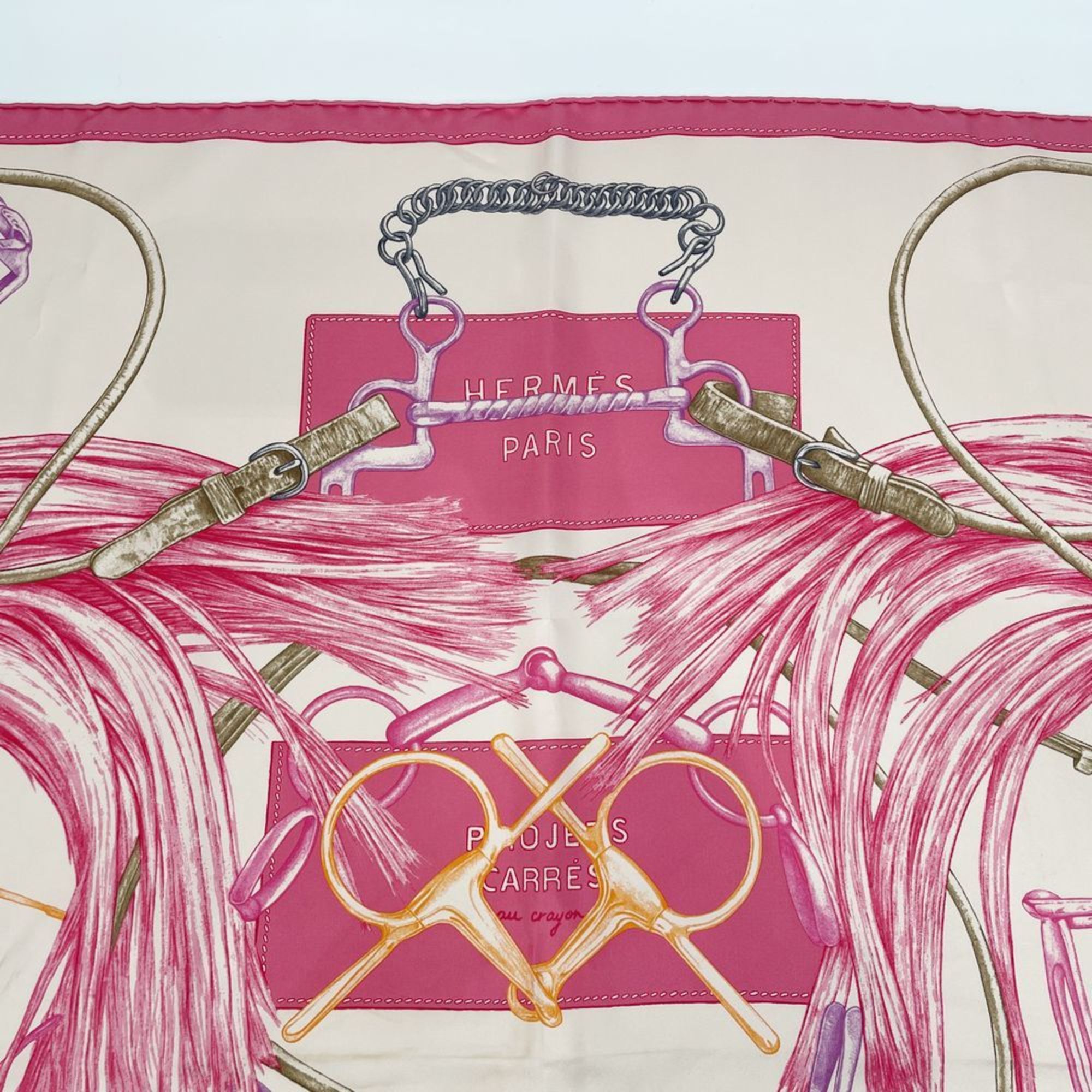 HERMES Hermes Scarf Carre 90 Projets Carres au Crayon Project O Men's Women's Pink 20496580