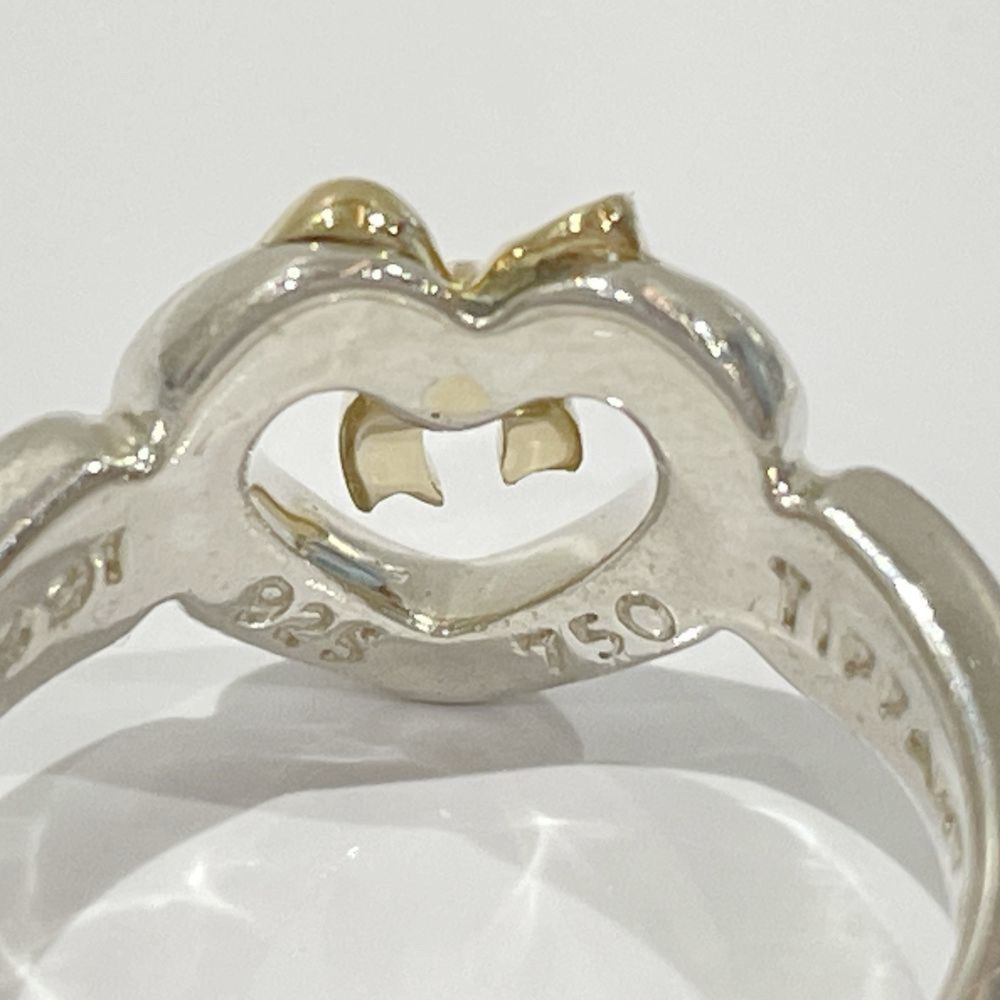 TIFFANY&Co. Tiffany Silver 925 K18YG Ring Heart Ribbon Women's x Gold 20480593