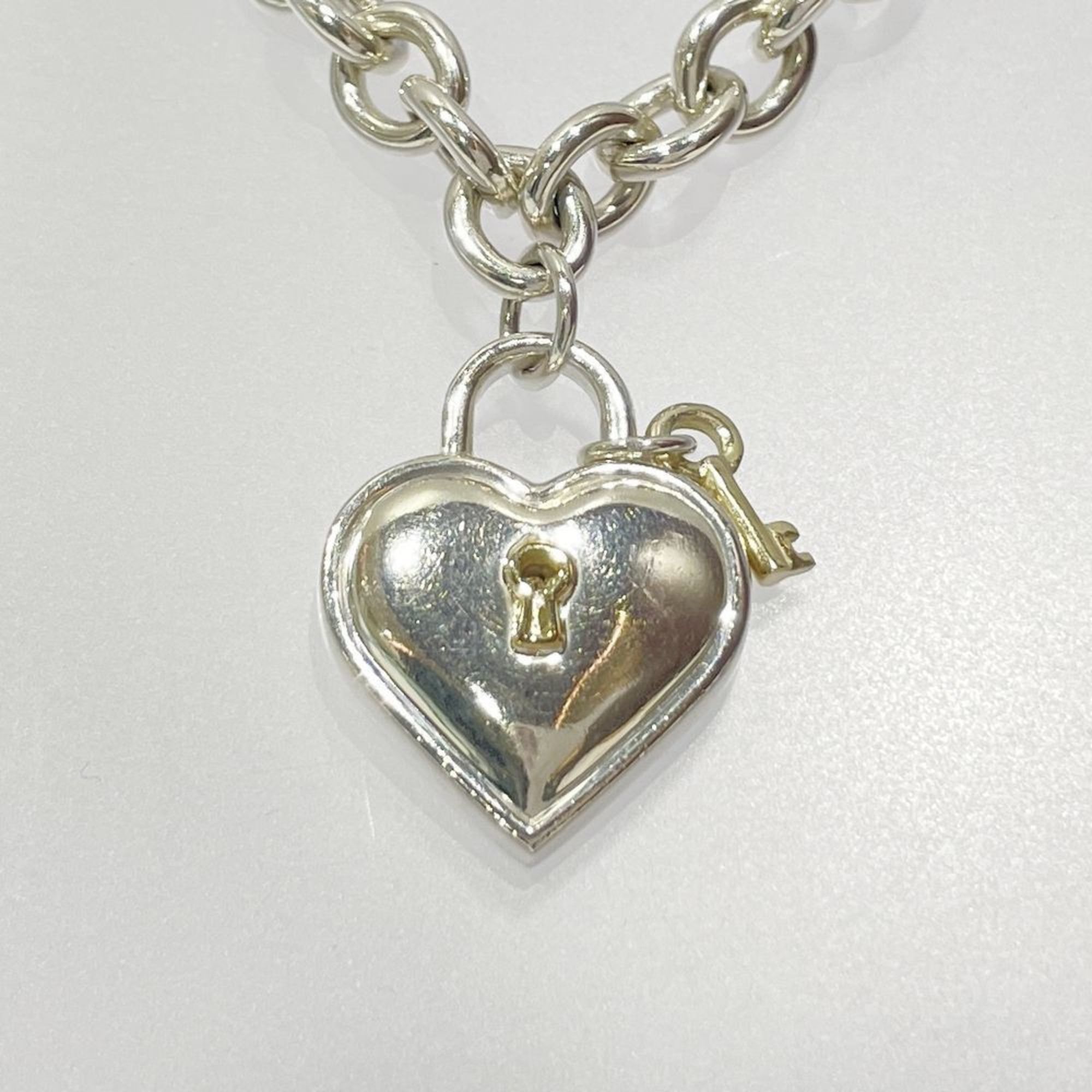 TIFFANY&Co. Tiffany SV925 K18YG Necklace Lock Heart Key Women's Silver 20499526