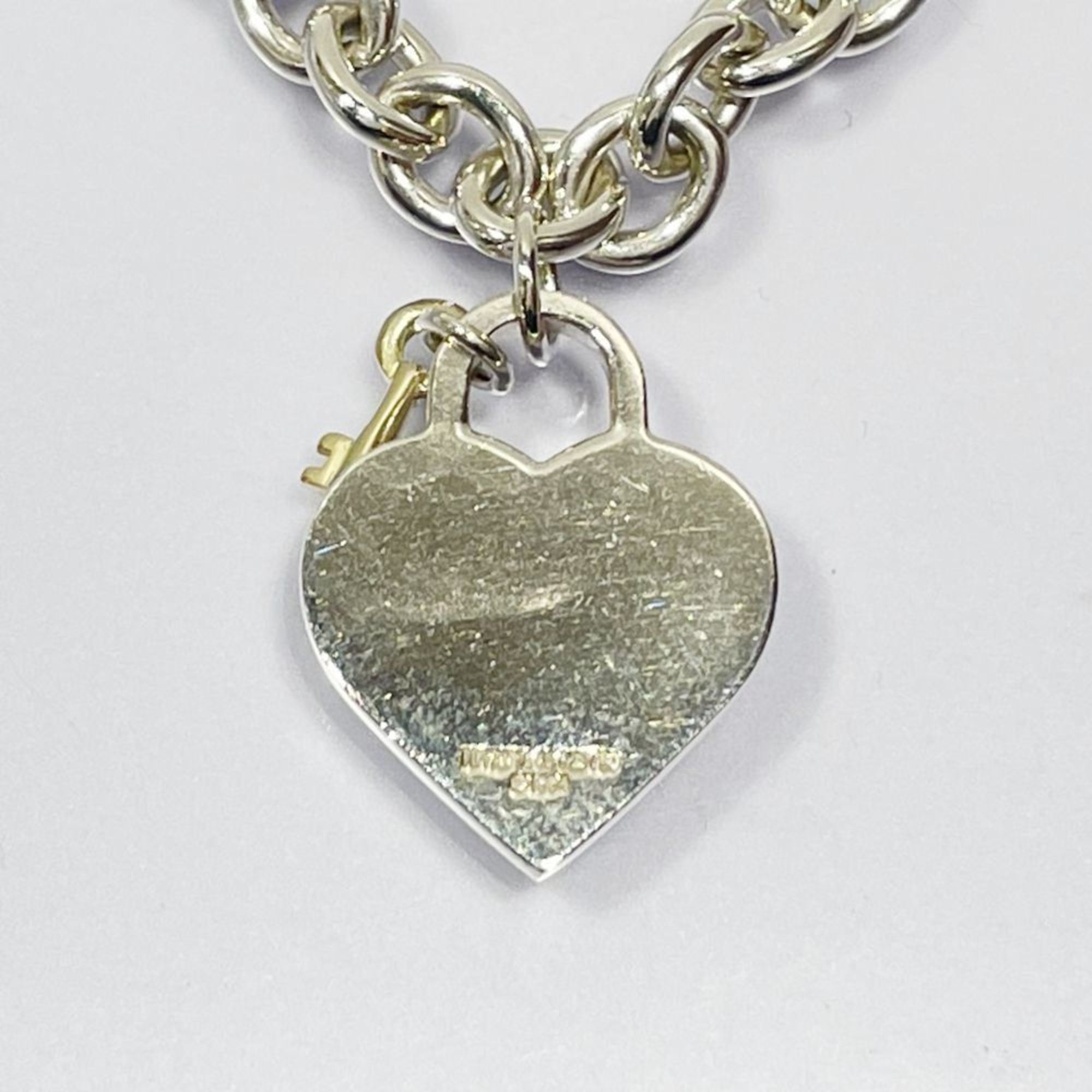 TIFFANY&Co. Tiffany SV925 K18YG Necklace Lock Heart Key Women's Silver 20499526